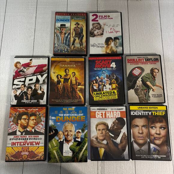 Movie Night 12 Comedy & RomCom Movies Crocodile Dundee, Spy, P.S. I Love You - Picture 1 of 13